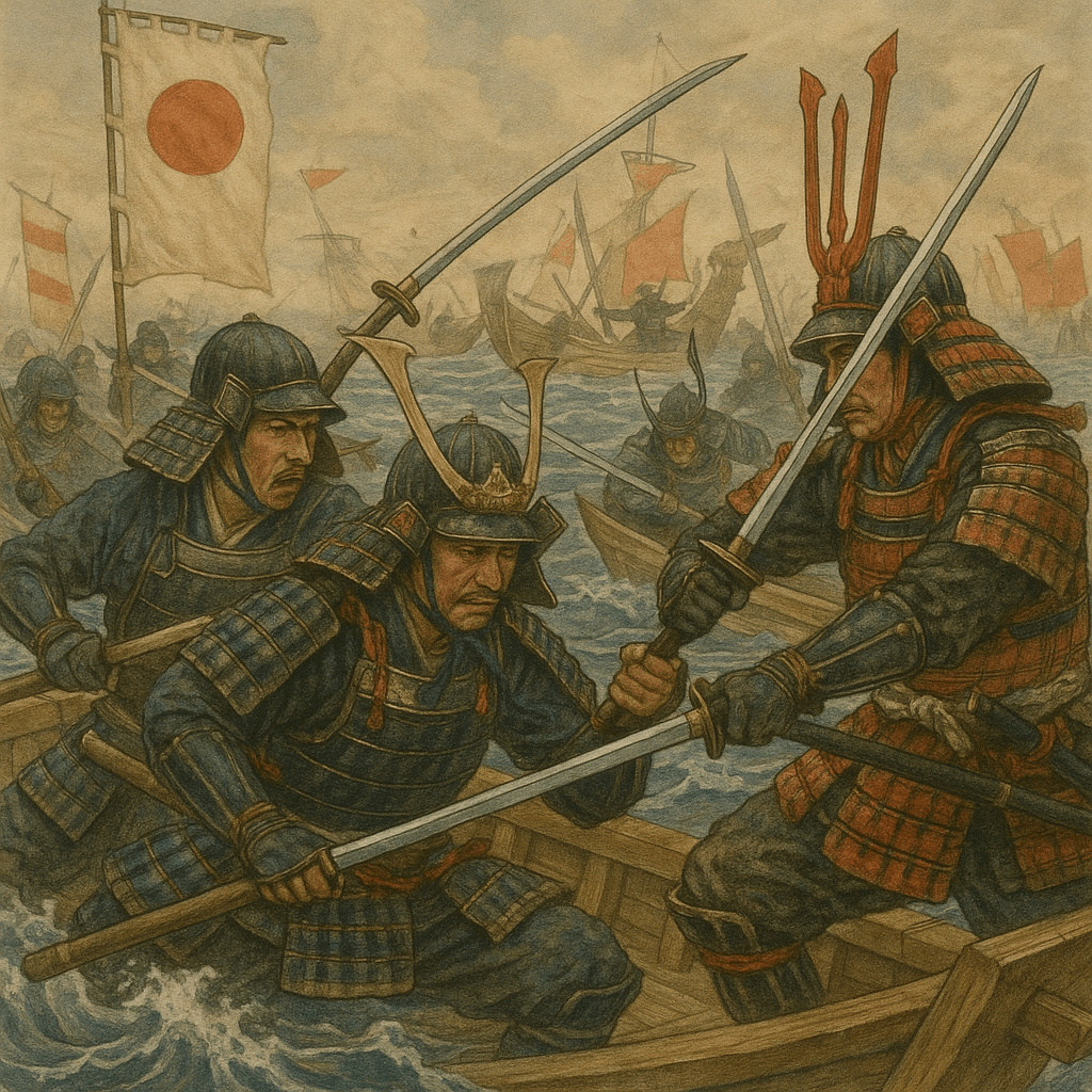 My illustration of the Battle of Dan-no-ura in 1185, the naval battle that ended Genpei War