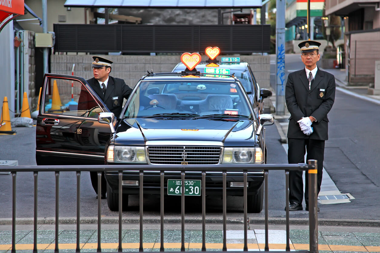 Japanese Taxi Drivers awaiting passangers
