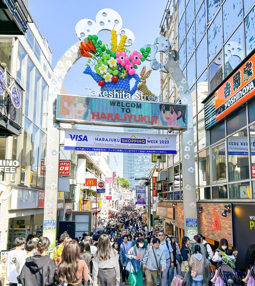 Takeshita Street in Harajuku bustling with people