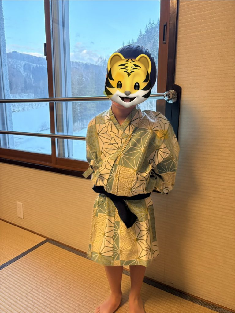 My son getting ready for onsen