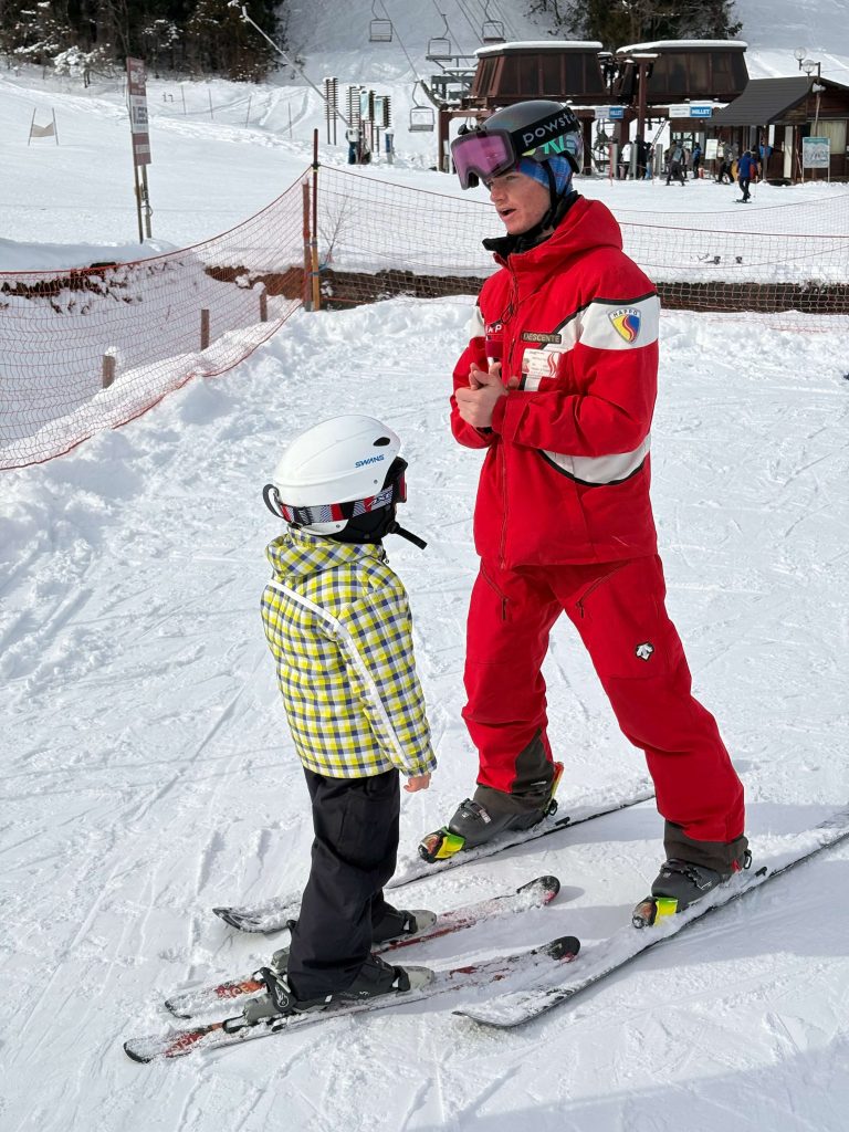 My son's private ski lesson in Hakuba, Nagano